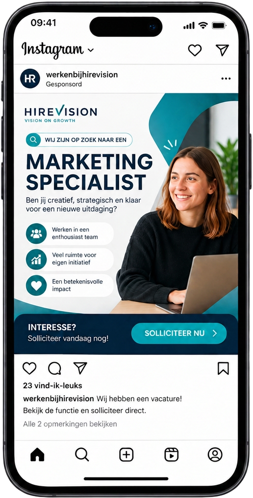 HireVision vacature advertentie op Instagram